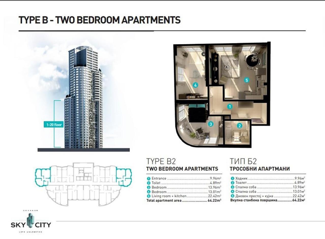 18Th & 16H Floor Secure Luxury Condos With Pool & Fitness Included In Price Skopje Extérieur photo